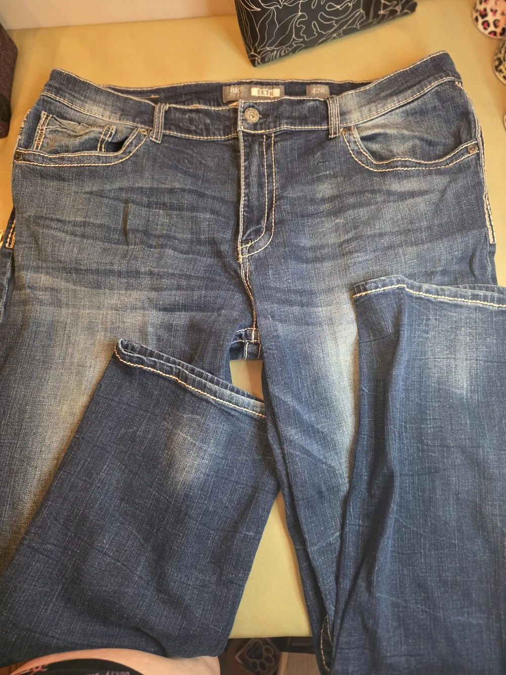 BKE Men's Straight Jeans in Dark Blue Wash Size 42 Regular